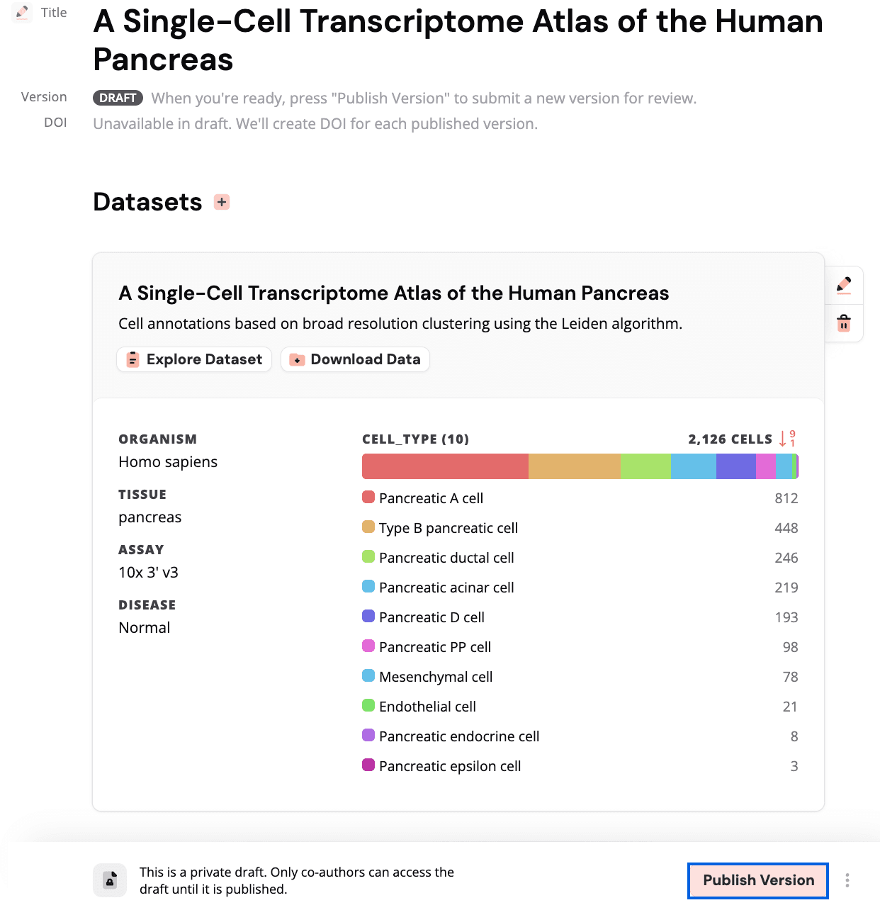 Publish button highlighted