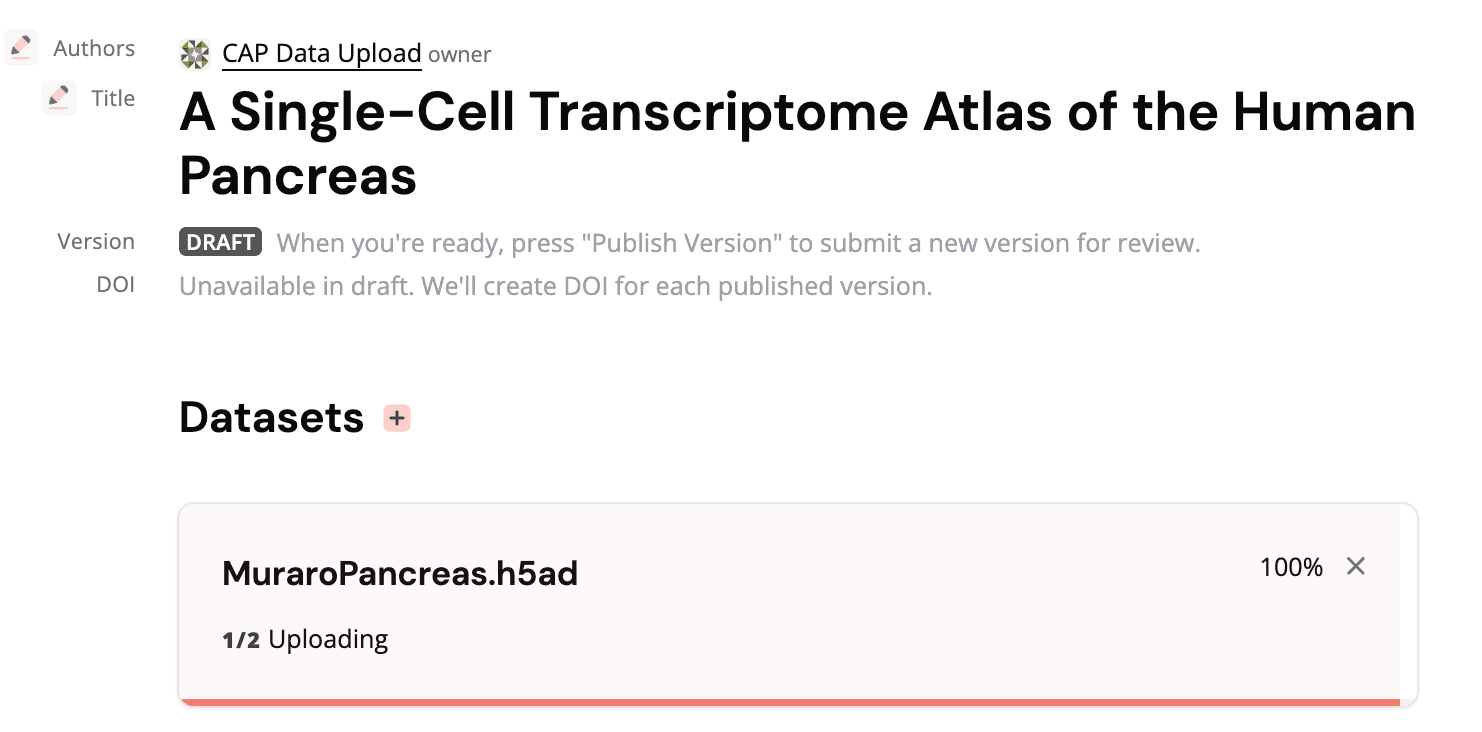 The notification panel with upload status.